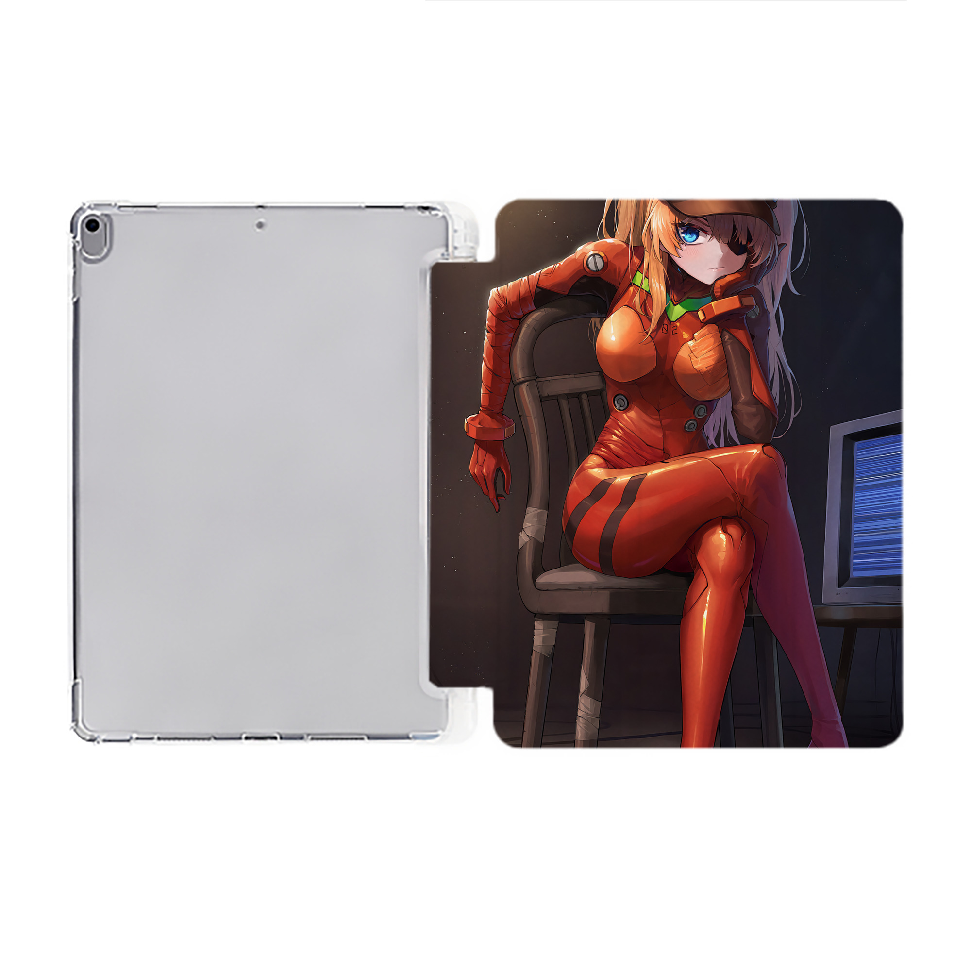 （画像用） EVA 新世紀エヴァンゲリオン IPad ケース ペン収納付き 三つ折りスタンド PUレザー×シリコン 対応機種9.5/10.5/10.9インチ